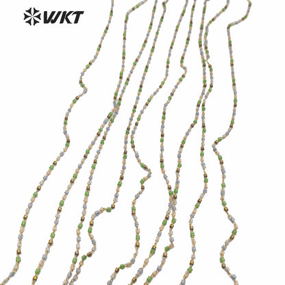 WT-RBC156 Woleslae Women Fashion Hand Make Tiny 2mm Spacer Beads Chain for Necklace Making Jewelry Design Bracelet Chain