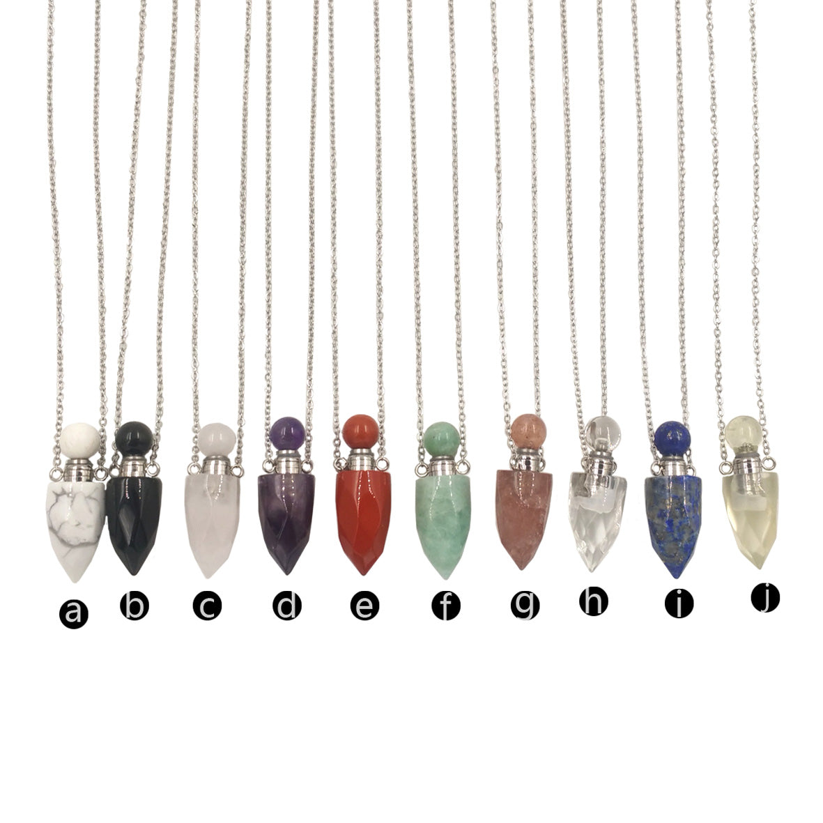 WT-N1370 Attractive Necklace Perfume Bottle Pendant Colorful Stone Pendant Necklace Women Jewelry Natural Stone Necklace
