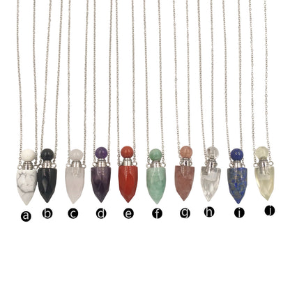 WT-N1370 Attractive Necklace Perfume Bottle Pendant Colorful Stone Pendant Necklace Women Jewelry Natural Stone Necklace