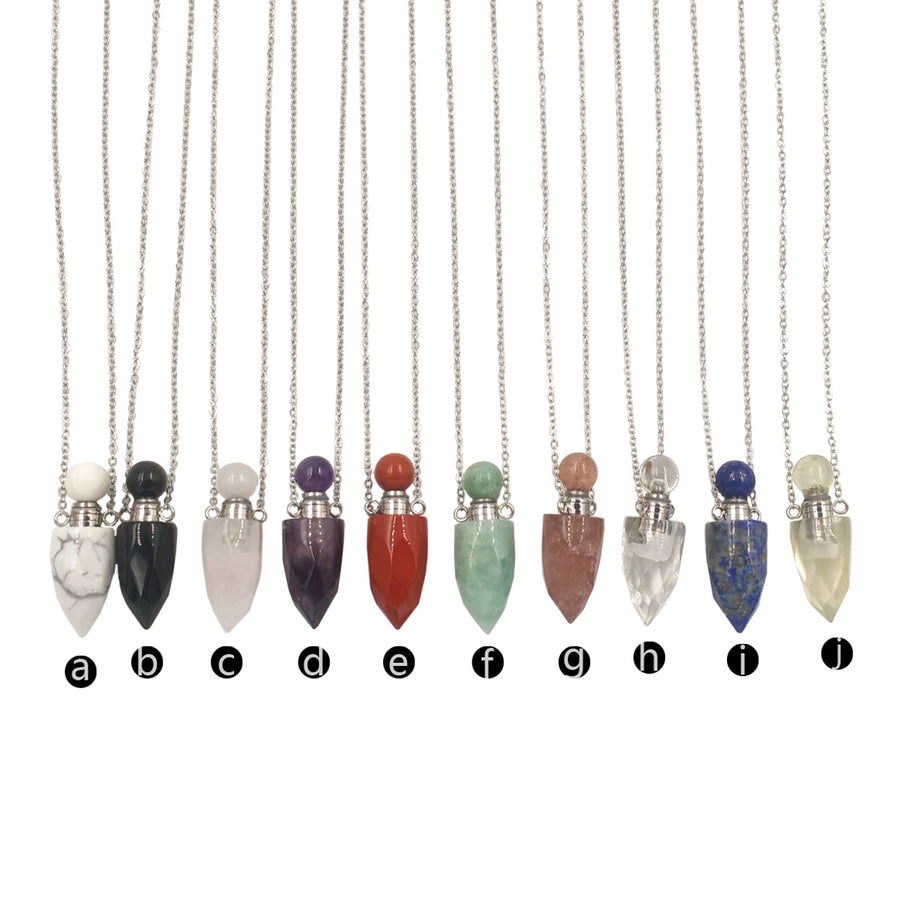 WT-N1370 Attractive Necklace Perfume Bottle Pendant Colorful Stone Pendant Necklace Women Jewelry Natural Stone Necklace