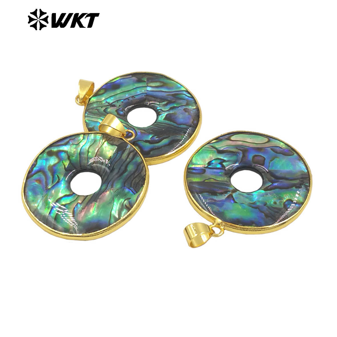WT-JP406 Beautiful Fashion Abalone Shell Gold Plated Pendant With Round Hole for Women Jewelry Design Accessories High Quality
