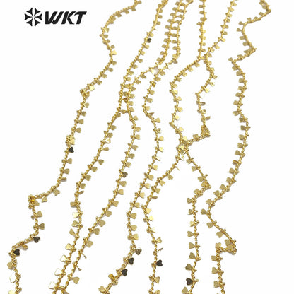 WT-BC138 Populared New Gold Electroplated Brass Chain by Meter Women Charming Tiny Charms Chain for Necklace Making