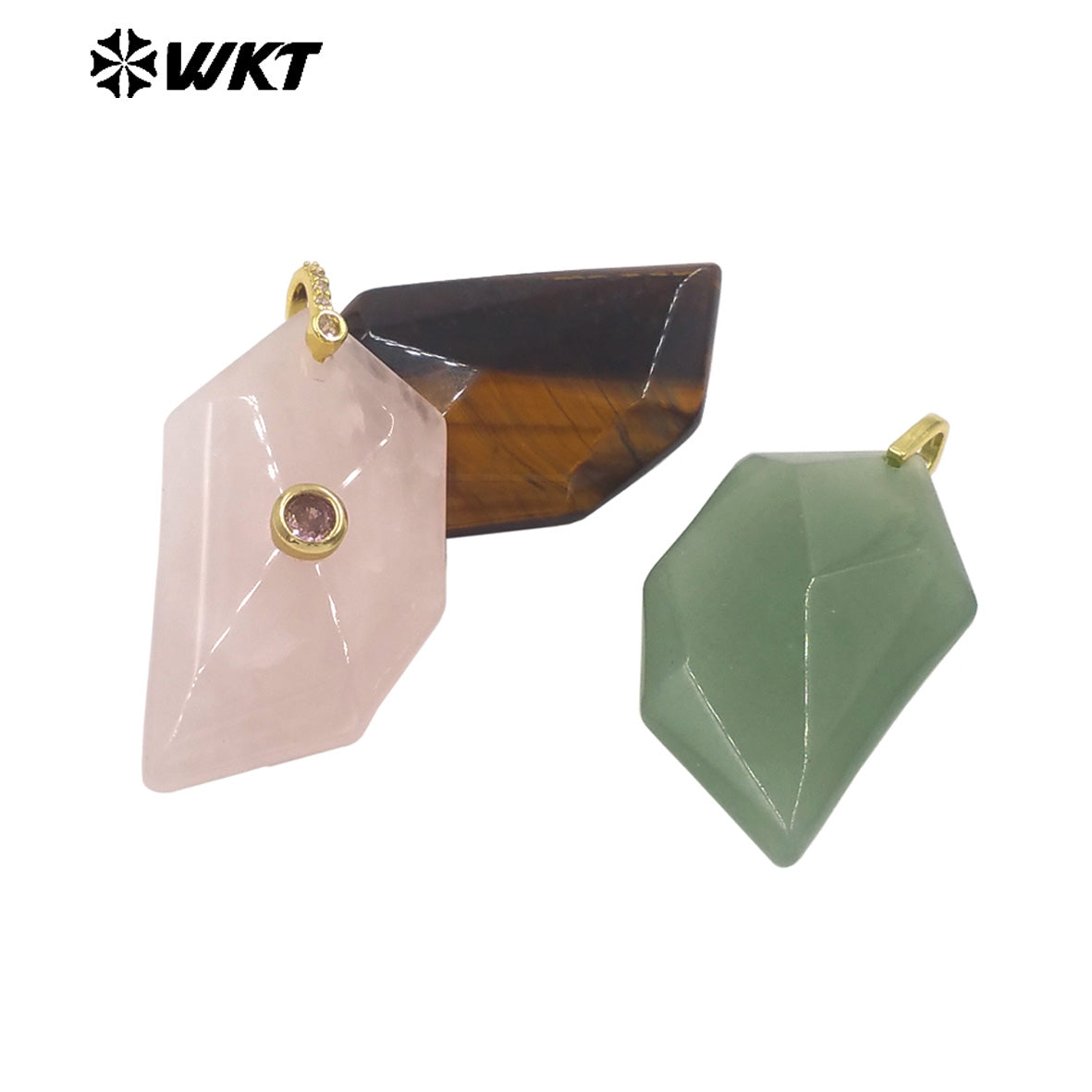 WT-P2145 Factory Wholesale Natural Gemstones Setting In Zircon Geometric Shape Gold Pendants For Women Earrings Handmade