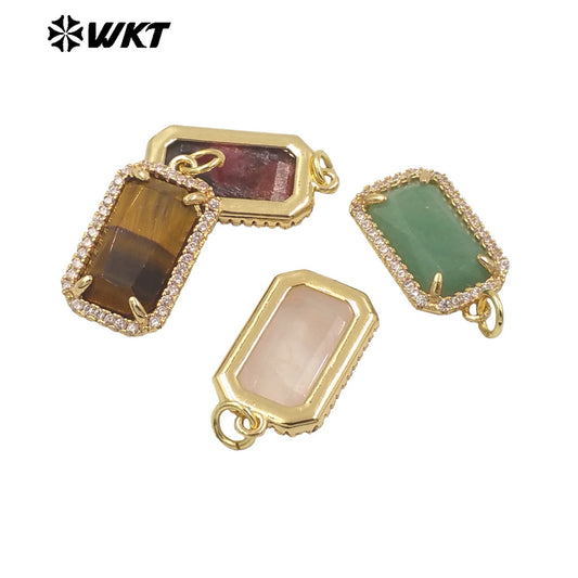 WT-P1973 Wholesale Fashion Gold Plated Cubic Zircon With Prong Setting Long Square Sun Stone Lady Jewelry Pendants