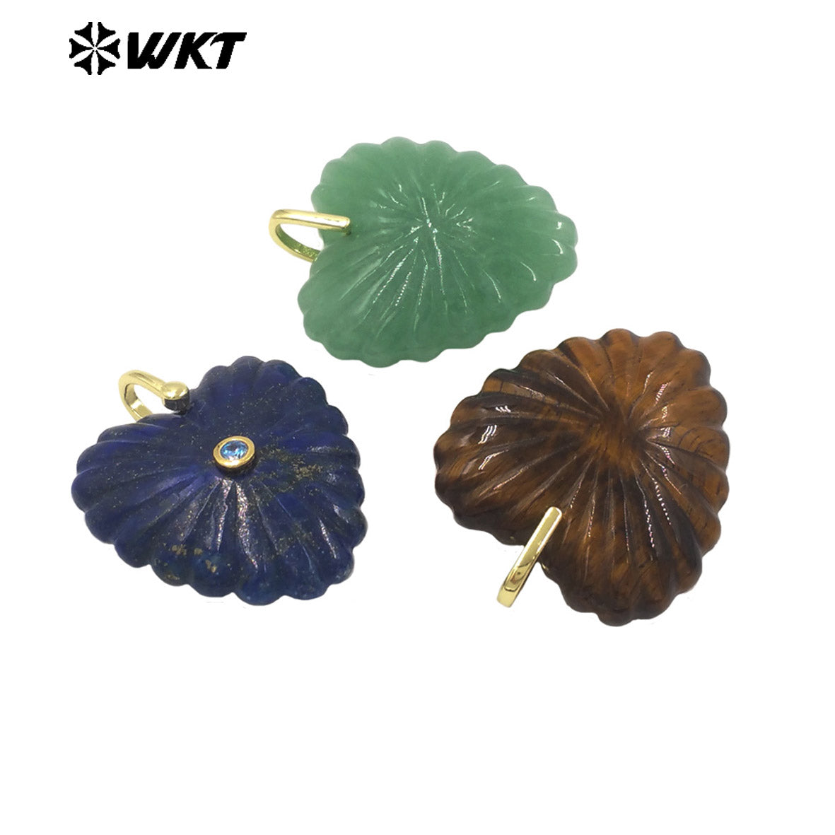 WT-P2091 Fashion Wholesale Natural Gemstone Hand Carved Heart Shape Gold Pendants For Friends Anniversary Gift Accessories