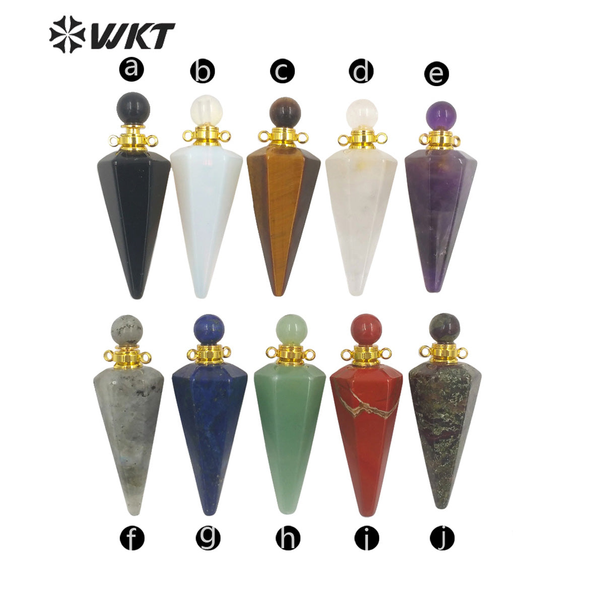 WT-N1407 Amazing Big Long Bullet Shape Natural Gemstone Made Perfume Bottle Necklace Women Essencial Oil Bottle Necklace