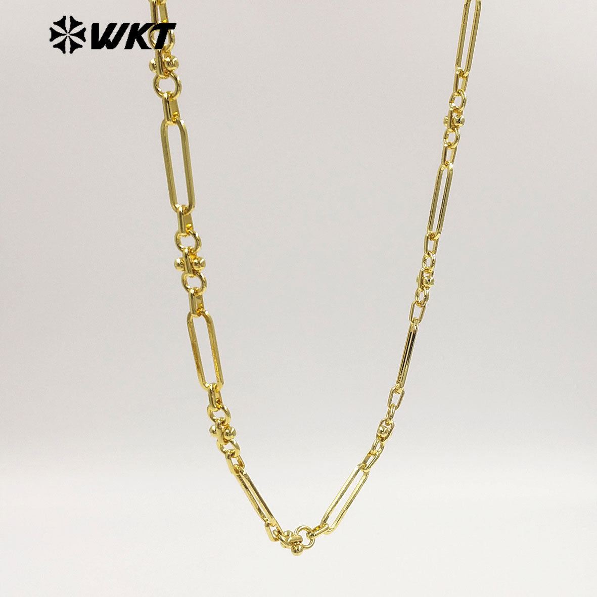 WT-BC276 Good Quality Yellow Brass Gold Electroplated Round And Rectangle Splicing Design Chain For Women Bracelets DIY