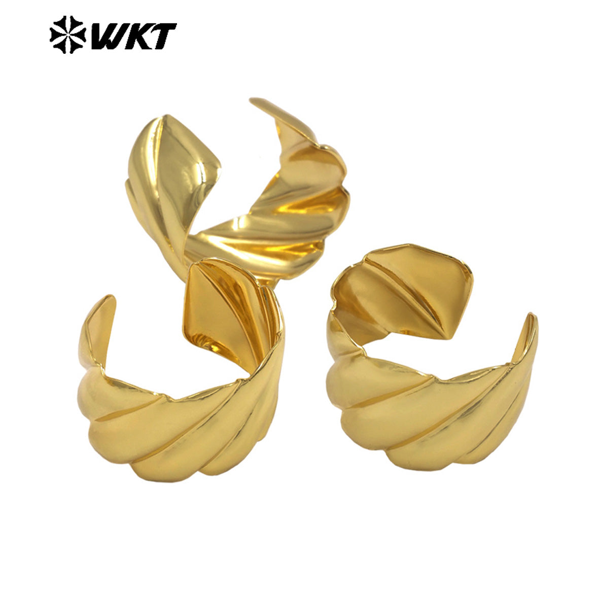 WT-B709 Wholesale Boutique Simple Style 18K Gold Electroplated Yellow Brass Metal Cuff Bangles For Lady Fashion Jewelry
