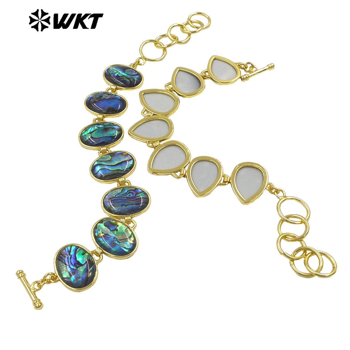 MPB143 High Quality Gold Electroplated Waterdrop Square Shape Natural Abalone Shell Women Bracelet For Friends Jewelry Gift