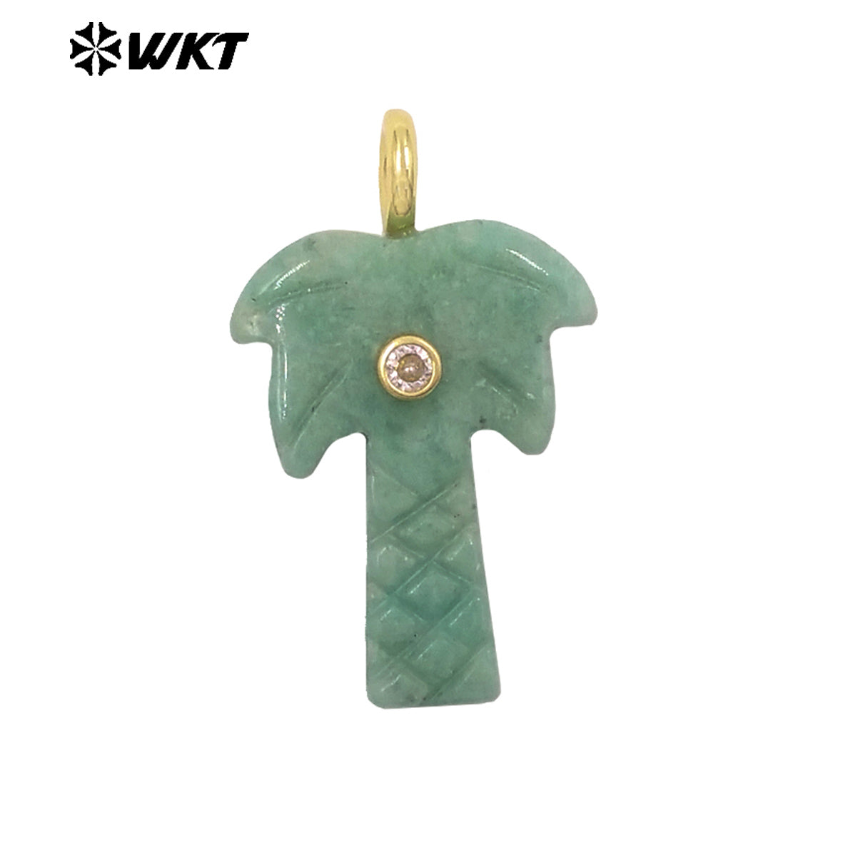 WT-P2109 Exquisite Design Zircon And Natural Gemstones Carved Coconut Trees Shape Pendants As Women Fashion Jewelry Accessory