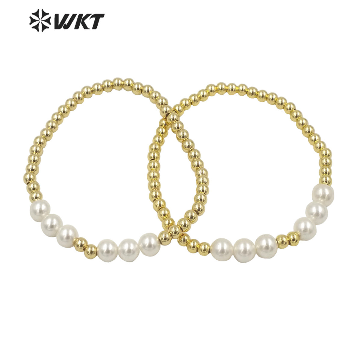 WT-MPB042 WKT 2022 Hot Style Retro Court Natural Freshwater Pearl Bracelet Stitching Gold Small Beads Bracelet Gift Jewelry