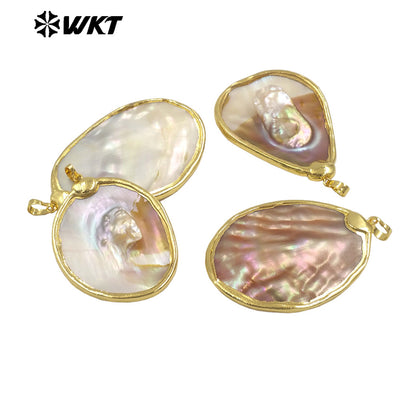 WT-JP410 Wholesale Fashion High Bright Randomly Shape Natural Mother of Pearl Pendant for Women Jewelry Design
