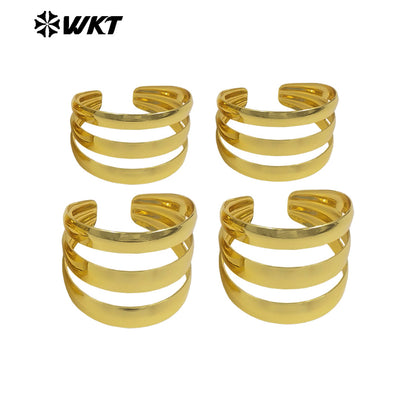 WT-JF357 High Quality 18K Gold Plated Big Bangle Three Layers Design Yellow Brass Resist Tarnishable Ladies Fashion Jewelry