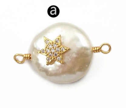 MC274 Newest Charm Jewelry Pearl With CZ Stone Pendant Connector Star Shape Colorful Pendant Lady Fashion Jewelry