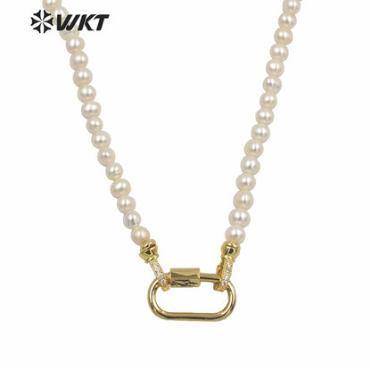 WT-JN134 WKT Amazing Design 6mm Pearl Choker Necklace With Clasp Gorgeous Fashion Wedding Pearl Necklace As Gift