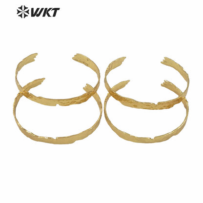 WT-B560 WKT Tiny Simple Gold Electroplated lava Bangle Most Popular Irregular Metal Brass Women Bangle Is Open Size