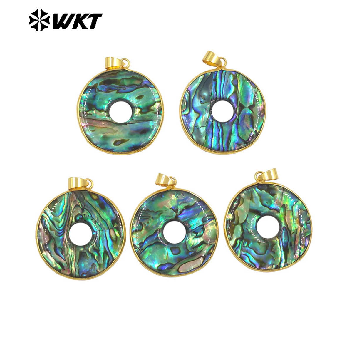WT-JP406 Beautiful Fashion Abalone Shell Gold Plated Pendant With Round Hole for Women Jewelry Design Accessories High Quality