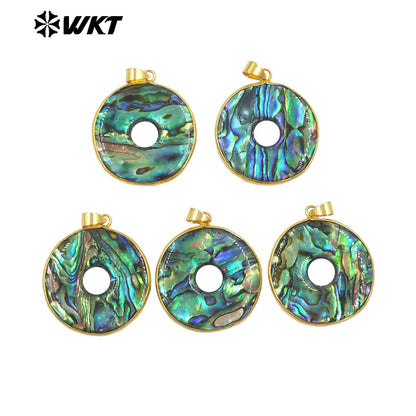 WT-JP406 Beautiful Fashion Abalone Shell Gold Plated Pendant With Round Hole for Women Jewelry Design Accessories High Quality