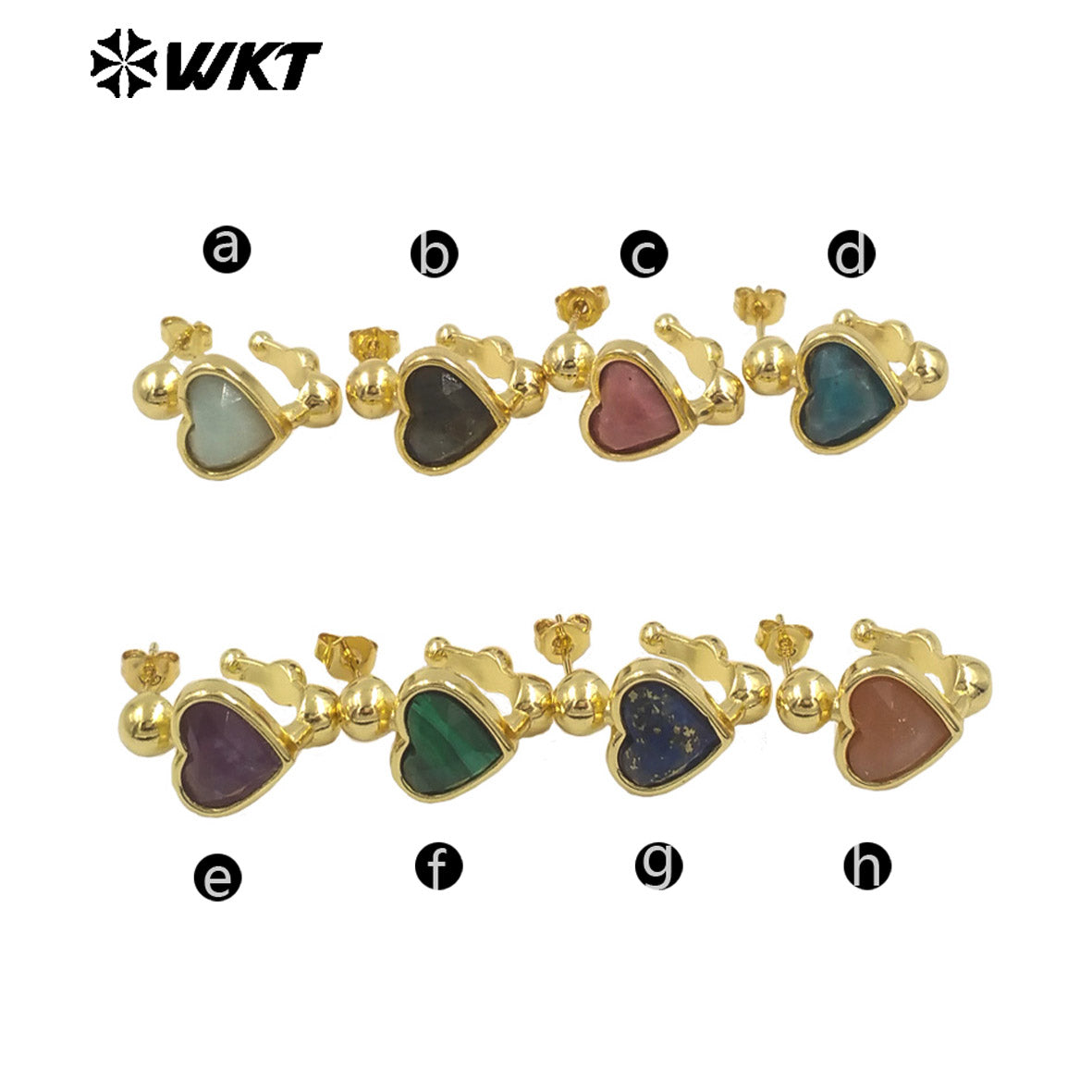 WT-E777 Wholesale New Design Lovely Lady Heart Gemstone Setting Crescent Horn Earring Studs