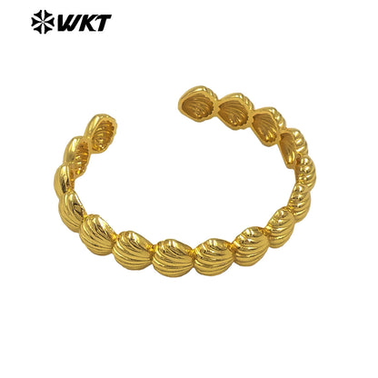 WT-JF355 Newest Shell Shape Cuff Bangle With Gold Silver Plated Metal Yellow Brass For Women Daily Jewelry Resist Tarnishable