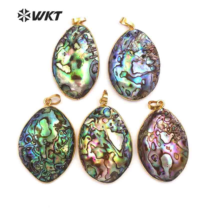 WT-JP076 New Arrival Custom Design with Round Pendant with Exclusive Random for Women Jewelry Natural Abalone Shell Pendant