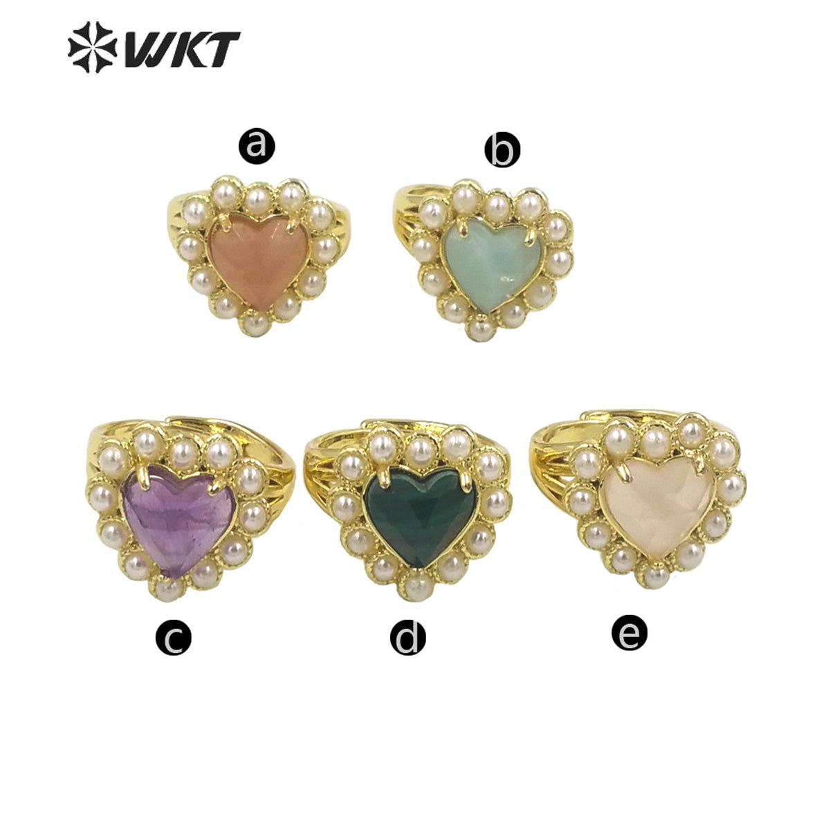 WT-MPR080 Lovely 18K Real Gold Plated Natural Sun Stone With Artificial Decorative Fashion Heart Gemstone Girl Ring