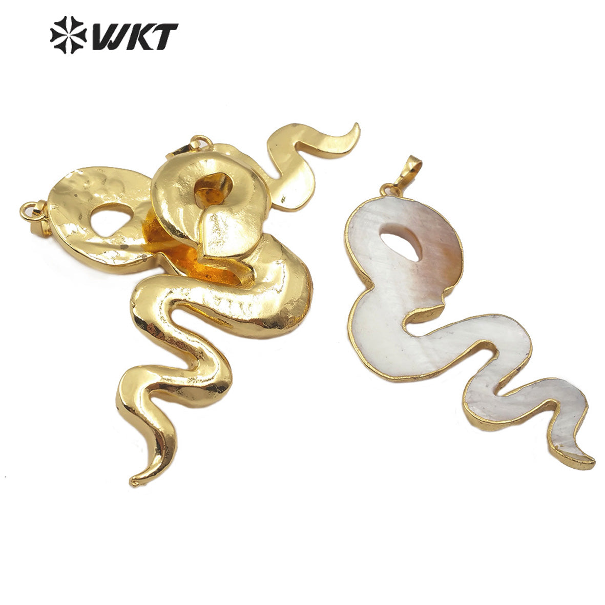 WT-JP178 New Natural White Shell Pendant Snake Shape 18k Gold Plated Fashion Women Jewelry Snake Shape Shell Pendant