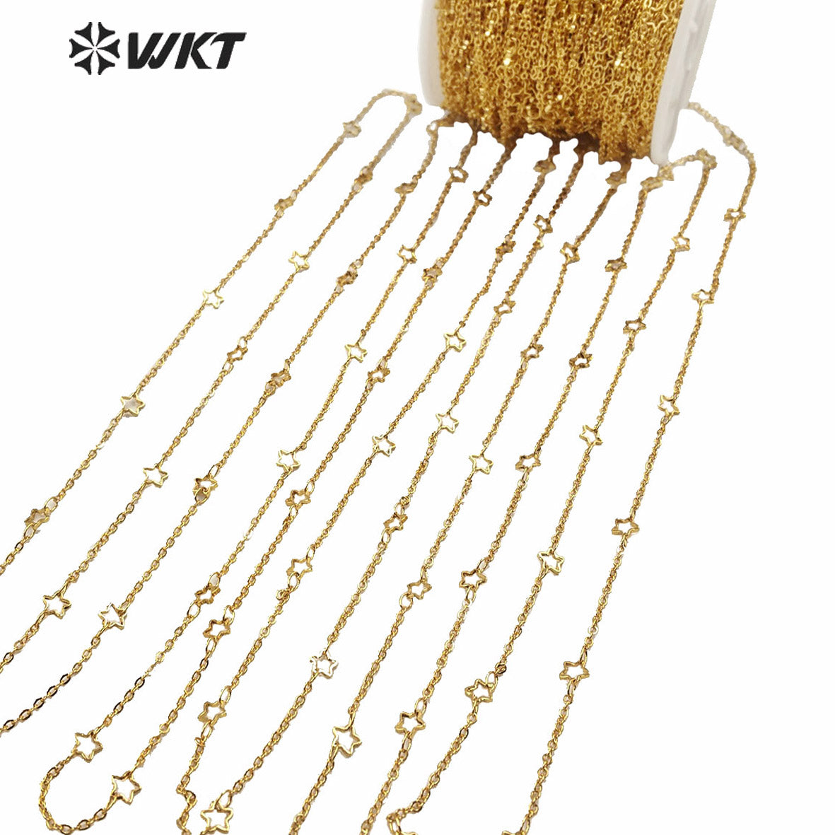 WT-BC141 Amazing New Hot Gold Electroplated Brass Star Chain for Bracelet and Anklet Women DIY Jewelry Findings Chain