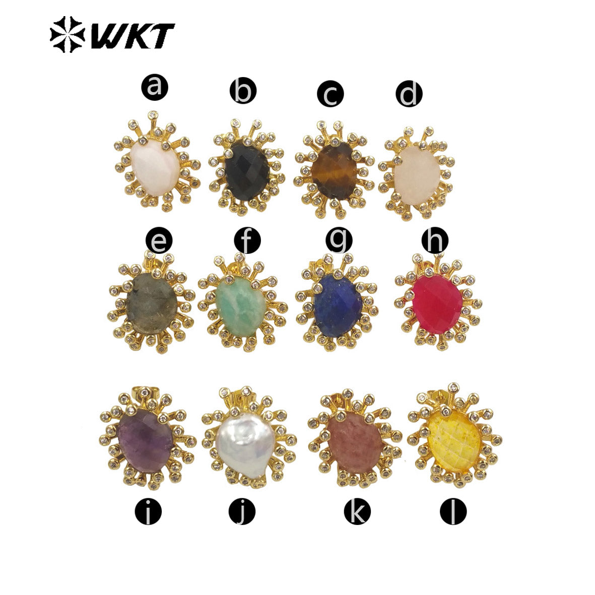 WT-ME092 Wholesale Newest Fashion square Gemstone with clear Cubic Zircon Around Setting Micro Pave Earrings Studs