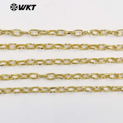 WT-BC275 10Meters Wholesale Gold Plated On Yellow Brass Irregular Rectangle Metal Link Chains As Trendy Necklace Accessories