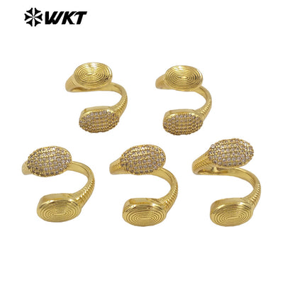 WT-MR032 Wholesale Fashion Gold Plated Resist Tarnishable Cross Unique Micropave Cubic Zircon Anniversary Ring