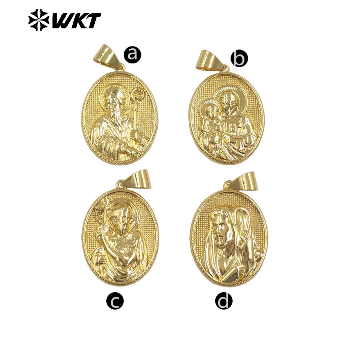 JFE144 18K Gold Plated God Religious Design Pendant Metal Yellow Brass Resist Tarnishable For Jewelry Handmade Wholesale