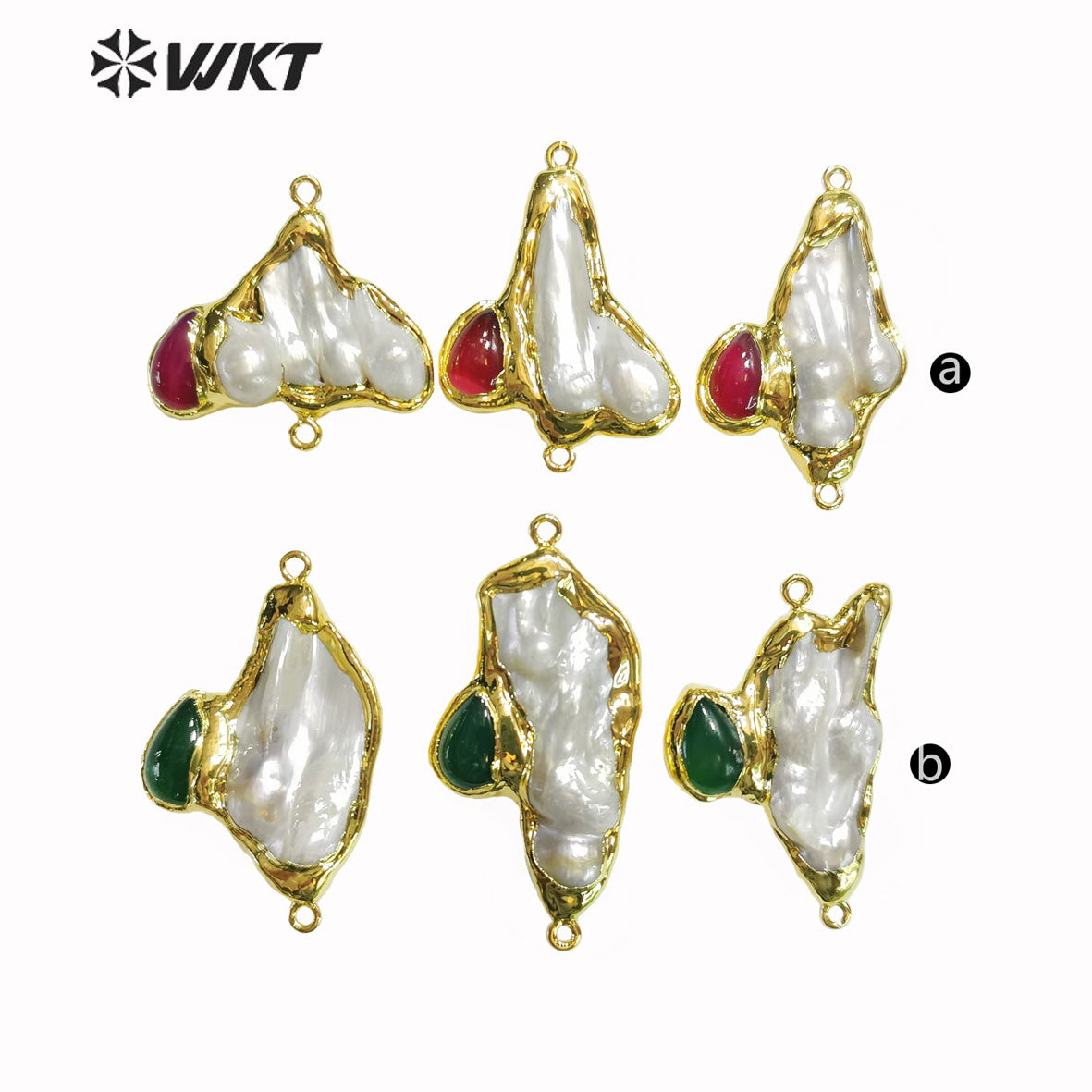 WT-PC001 Gorgeous Double Loops Natural Freshwater Pearl Jewelry Finding Connectors for Bracelets DIY Beads