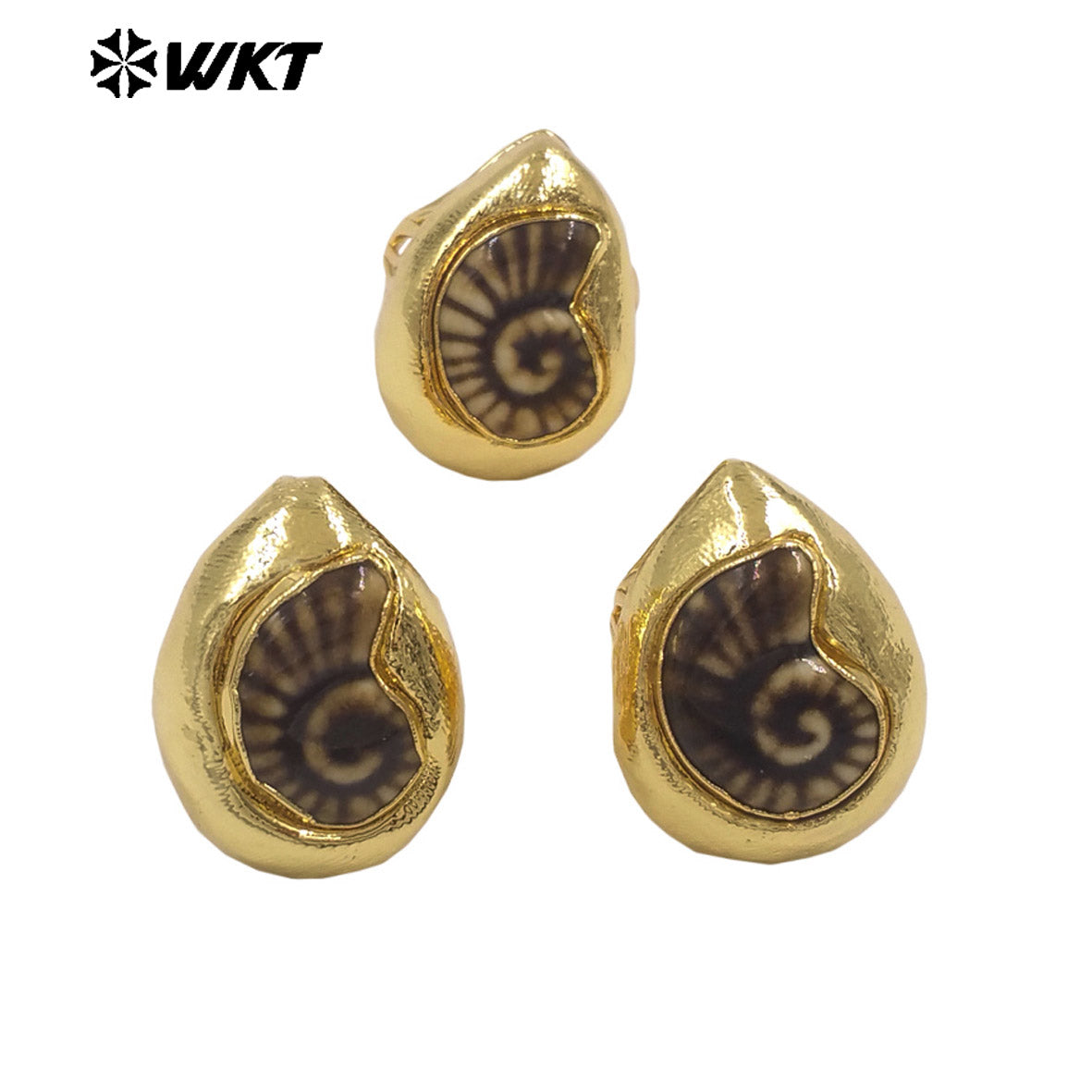 WT-MPR152 Wholesale Boutique 18K Gold Electroplated Ceramic Shell Shape Unisex Rings For Dance Party Wearing Jewelry