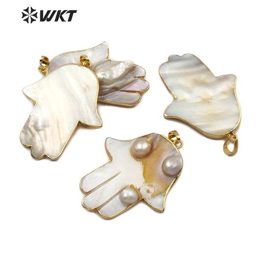 WT-JP140 Wholesale New Arrival Unique Natural Pearl Pendant Jewelry for Woman Pendant in 18K Gold Plated Mother of Pearl Pendant