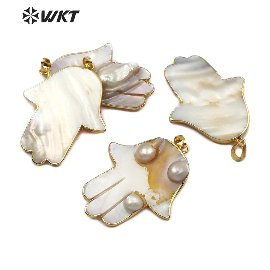 WT-JP140 Wholesale New Arrival Unique Natural Pearl Pendant Jewelry for Woman Pendant in 18K Gold Plated Mother of Pearl Pendant
