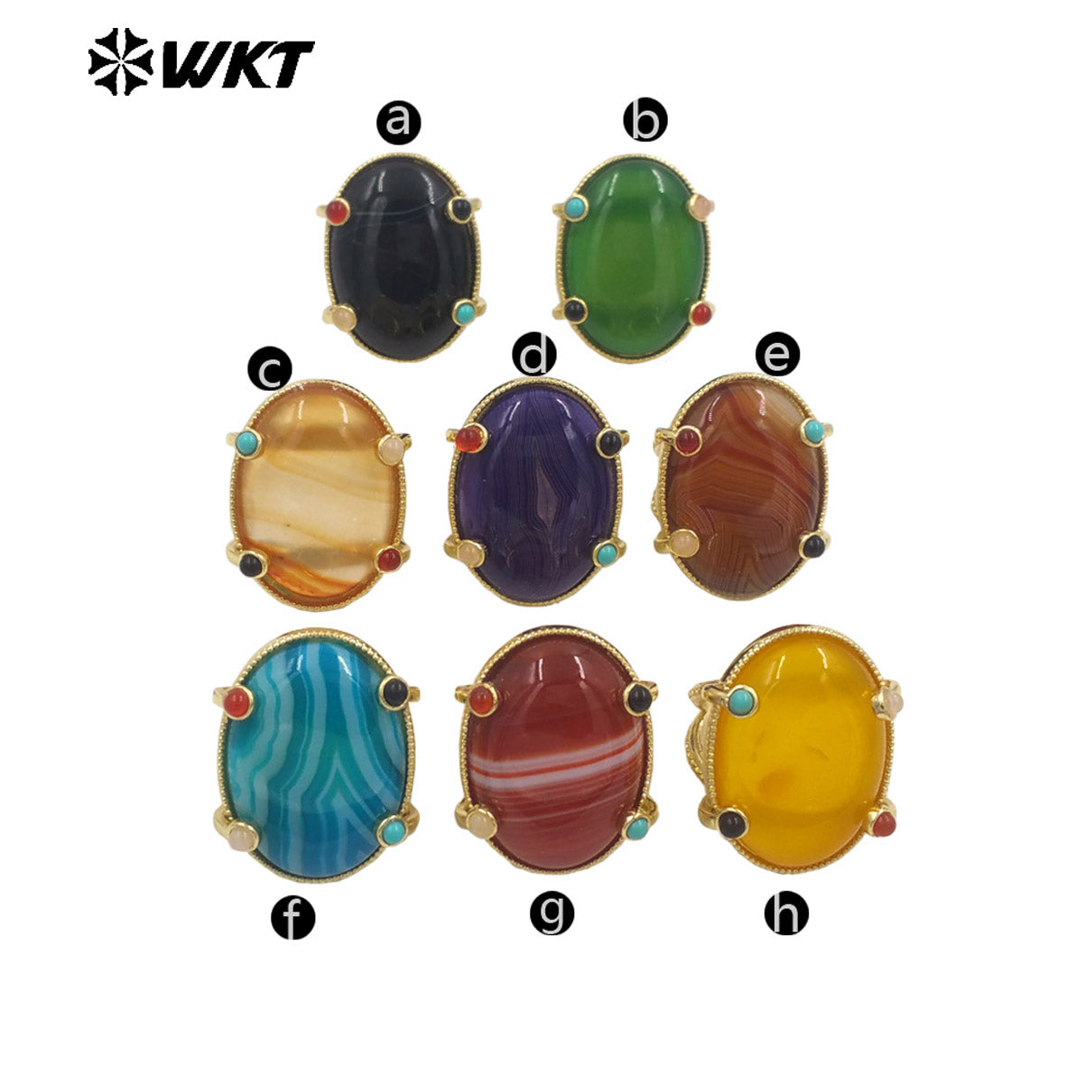 WT-R585 Newest Style Gold Plated Natural Gemstones With Little Stone Adjustable Rings For Women New Year Jewelry Gifts