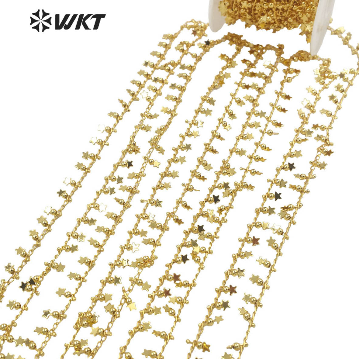 WT-BC160 Wholesale Fashion 18k Real Gold Plated Brass Star Chain Tiny Handmade Gold Jewelry Necklace Chain with Charms