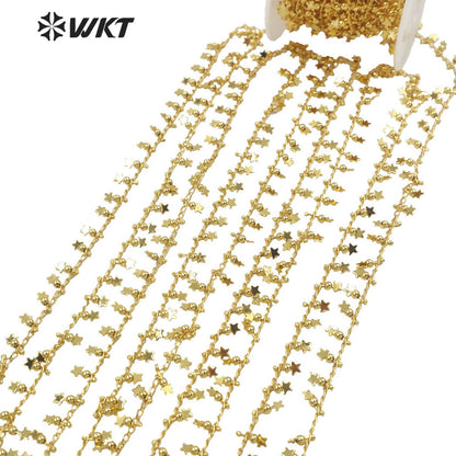 WT-BC160 Wholesale Fashion 18k Real Gold Plated Brass Star Chain Tiny Handmade Gold Jewelry Necklace Chain with Charms