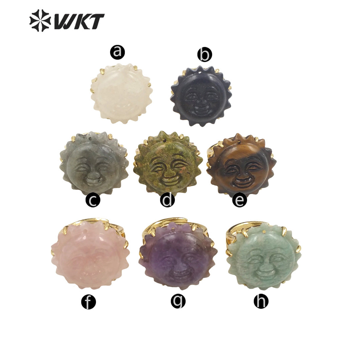 WT-R489 WKT Fashion Design Trendy Gift for Women Sun Design Colorful High Quality Gorgeous Natural Gemstone Stone Ring