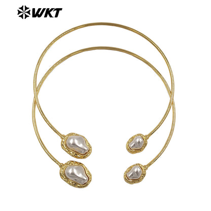 WT-JN362 Simple Luxury Resist Tarnishable Gold Plated Artificial Pearl Women Choker Necklace As Women Party Accessories