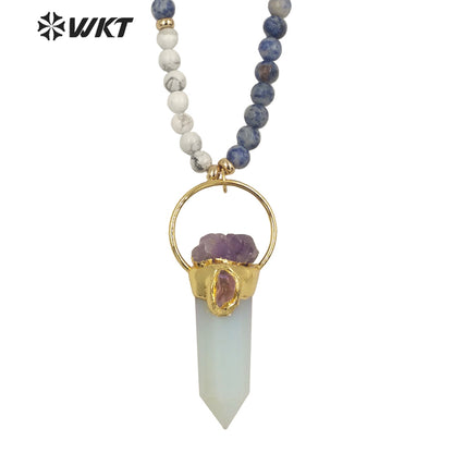 WT-N1339 WKT Fashion Jewelry Hot Style Natural Stone Beads Opal Necklace for Girls Party Pendant Lady Necklace Gift