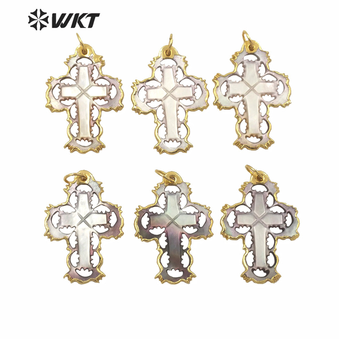 WT-JP231WKT High Quality Hand Make Carved Cross Shell Pendant Women Bohemian Natural Shell Cross Pendant for Necklace Design
