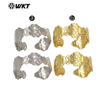 WT-JF380 Wonderful Unique Gold Silver Plated Fish Shape Yellow Brass Bangle Adjustable Size For Lady Party Wearing Accessory
