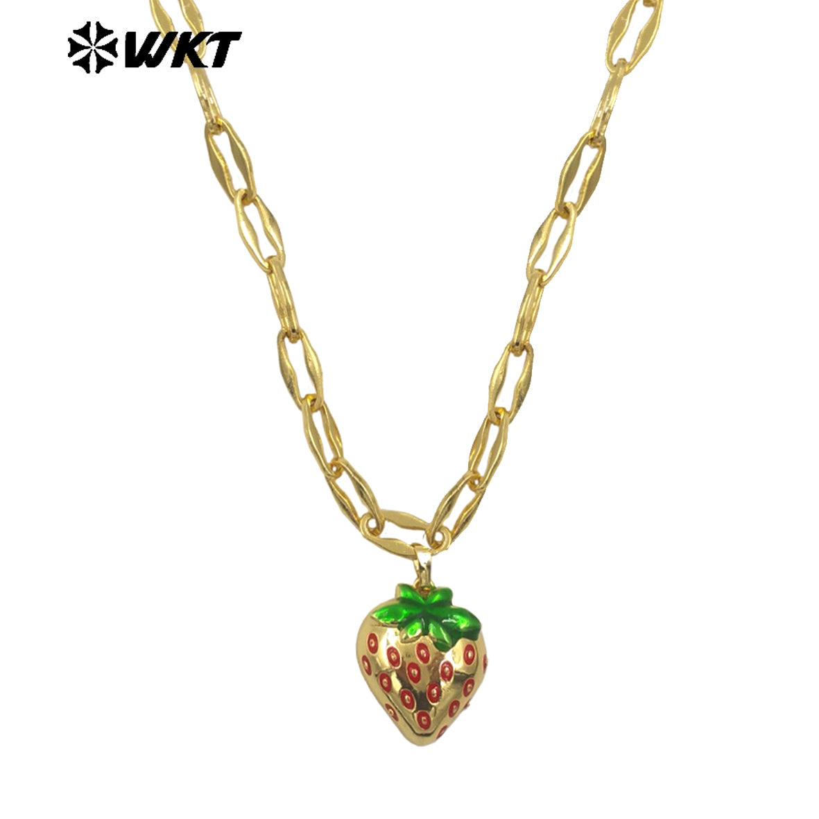 WT-JFN38 New Arrival Strawberry Charm Necklace Ladies Daily Wearing Jewelry With Special Chain Gold Plated Wonderful Gift