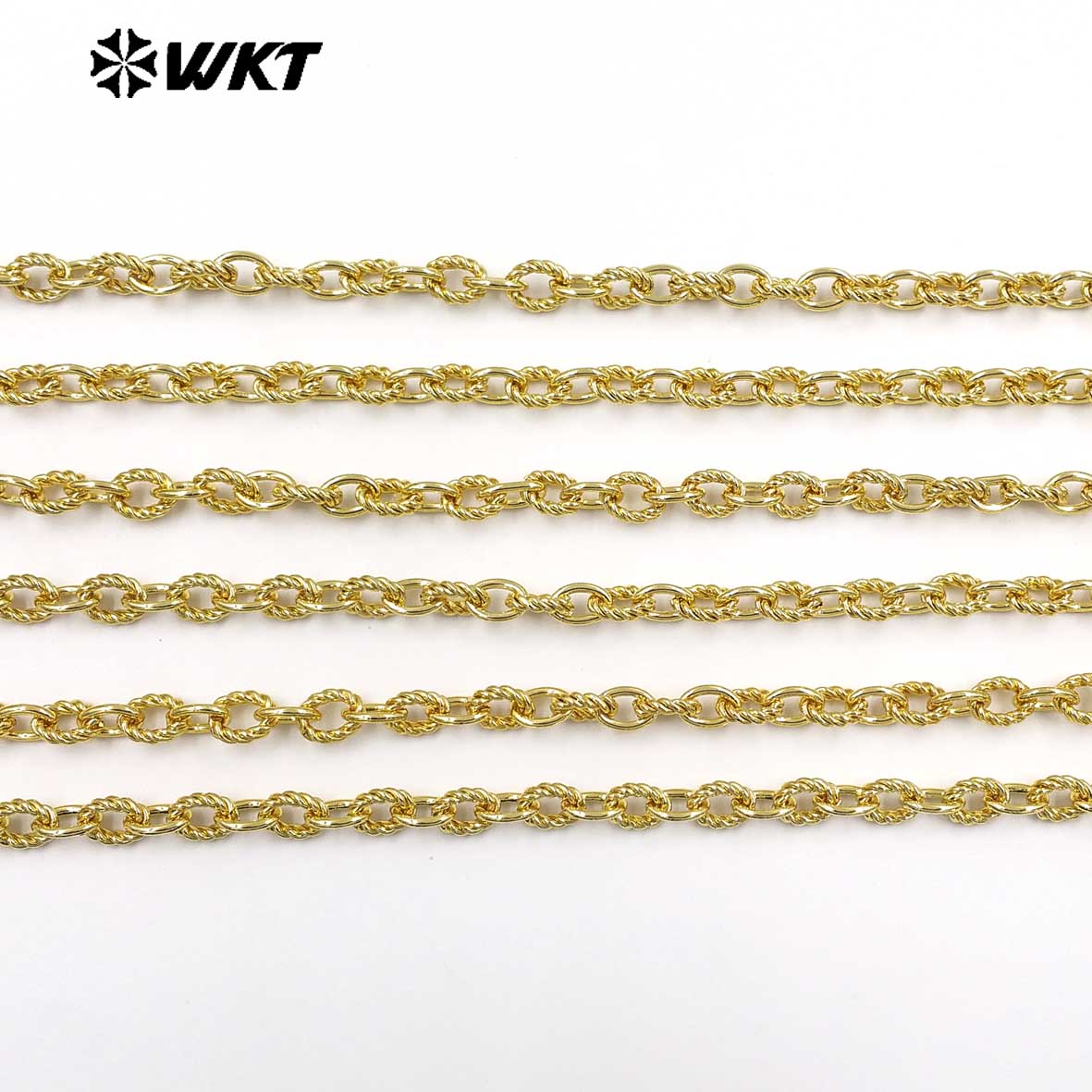 WT-BC277 Exquisite 18K Gold Electroplated On Yellow Brass Small Circles Metal Link Chain For Simple Style Bracelets Making