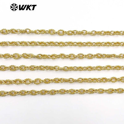 WT-BC277 Exquisite 18K Gold Electroplated On Yellow Brass Small Circles Metal Link Chain For Simple Style Bracelets Making