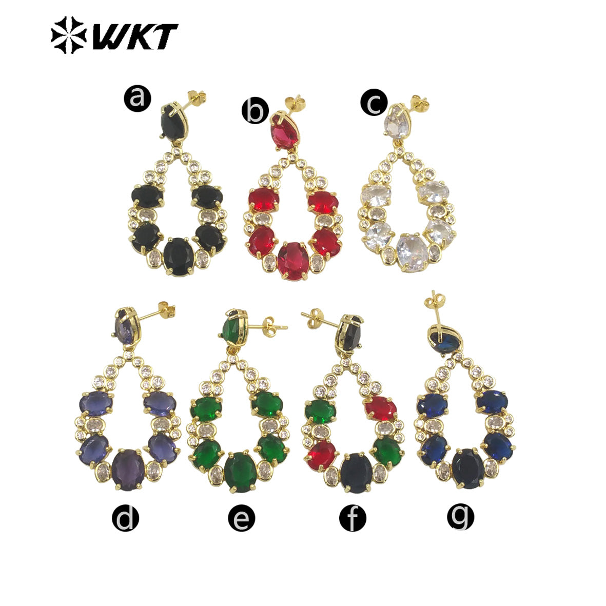 WT-ME087 Wholesale Fashion Micropaved Setting Cubic Zircon Dangle Earrings Studs 18k Real Gold Plated Teardrop Women Earrings