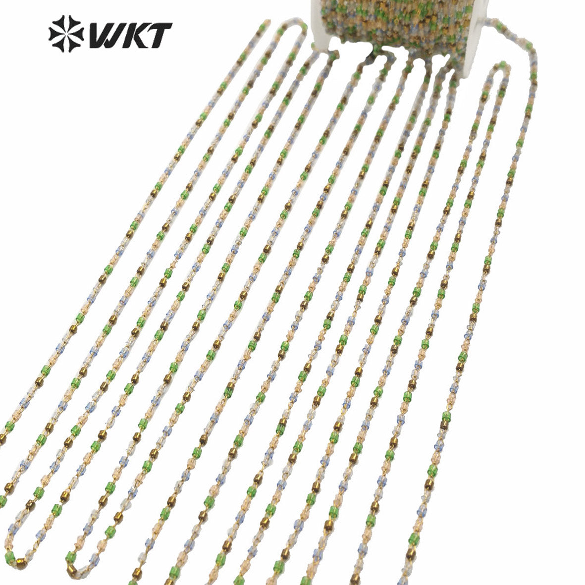 WT-RBC156 Woleslae Women Fashion Hand Make Tiny 2mm Spacer Beads Chain for Necklace Making Jewelry Design Bracelet Chain