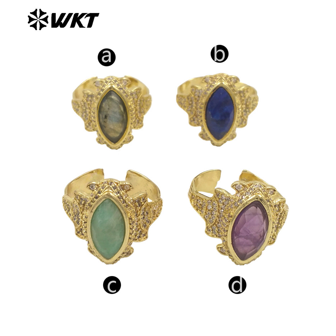 WT-MR034 Special Eye Shape Gemstone Multi Color Can Be Choose Amethyst Lapics Stone Ring for Banquet Party Fine ACC